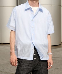 Sheer Stripe Short Sleeve Shirt／ シアーストライプショートスリーブシャツ