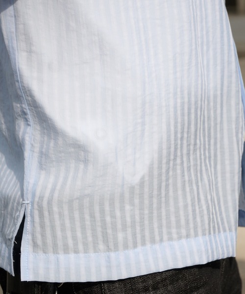 Perushu（ペルーシュ）の「Sheer Stripe Short Sleeve Shirt／ シアーストライプショートスリーブシャツ（シャツ/ブラウス・メンズ・ブラック/ブルー/ベージュ・MEDIUM/LARGE）」の10枚目の写真