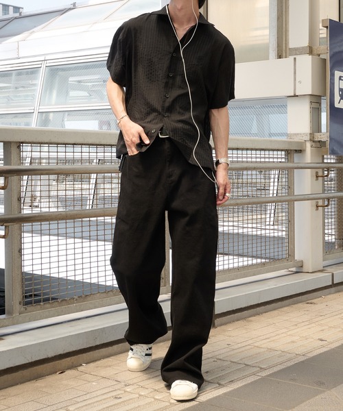 Perushu（ペルーシュ）の「Sheer Stripe Short Sleeve Shirt／ シアーストライプショートスリーブシャツ（シャツ/ブラウス・メンズ・ブラック/ブルー/ベージュ・MEDIUM/LARGE）」の16枚目の写真
