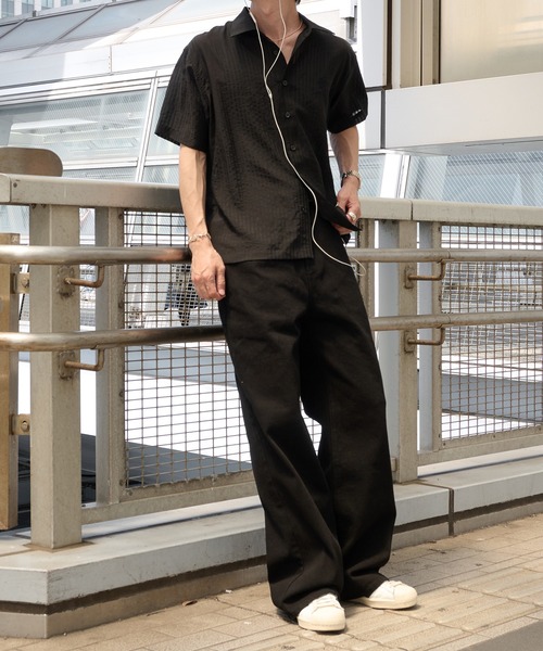 Perushu（ペルーシュ）の「Sheer Stripe Short Sleeve Shirt／ シアーストライプショートスリーブシャツ（シャツ/ブラウス・メンズ・ブラック/ブルー/ベージュ・MEDIUM/LARGE）」の17枚目の写真