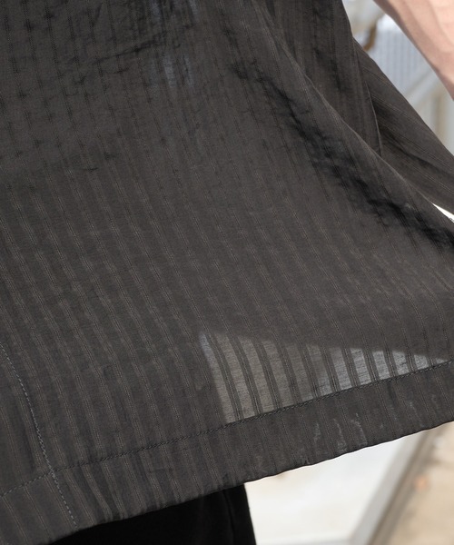 Perushu（ペルーシュ）の「Sheer Stripe Short Sleeve Shirt／ シアーストライプショートスリーブシャツ（シャツ/ブラウス・メンズ・ブラック/ブルー/ベージュ・MEDIUM/LARGE）」の20枚目の写真