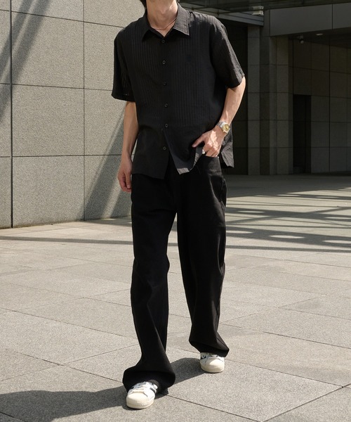 Perushu（ペルーシュ）の「Sheer Stripe Short Sleeve Shirt／ シアーストライプショートスリーブシャツ（シャツ/ブラウス・メンズ・ブラック/ブルー/ベージュ・MEDIUM/LARGE）」の18枚目の写真