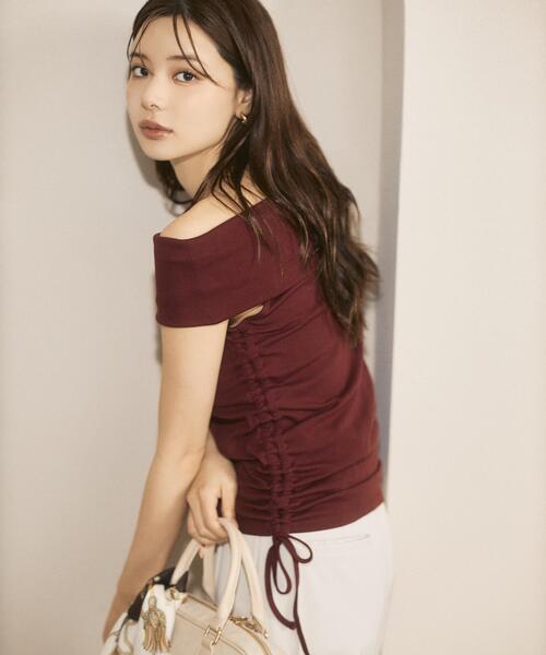 PROPORTION BODY DRESSING(プロポーションボディドレッシング)の「<a>ドロストオフショルカットソー / 1216269801(Tシャツ/カットソー・レディース・ブラック/ボルドー/ホワイト系その他・FREE)」の7枚目の写真