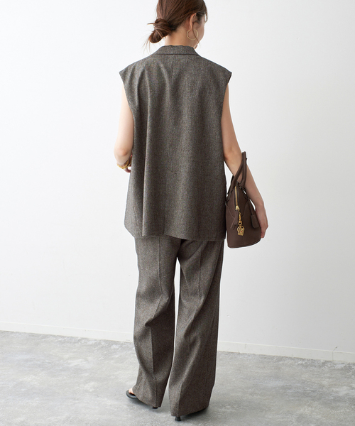 Spick & Span(スピックアンドスパン)の「《セットアップ可 / 》ネップツイードシングルブレストジレ(ベスト・レディース・ブラウン・38/36)」の9枚目の写真