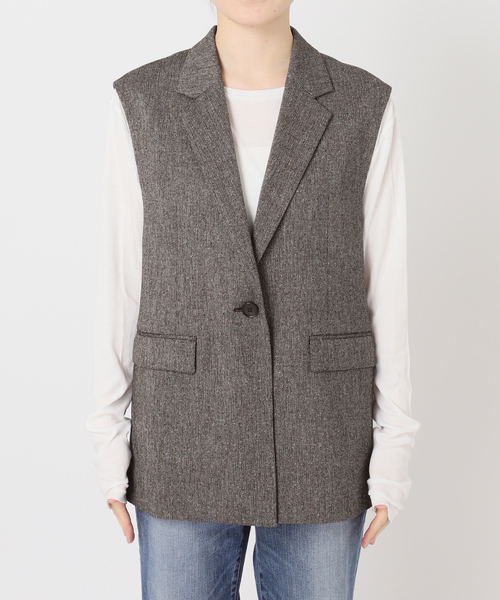 Spick & Span(スピックアンドスパン)の「《セットアップ可 / 》ネップツイードシングルブレストジレ(ベスト・レディース・ブラウン・38/36)」の10枚目の写真