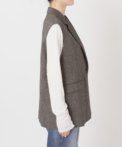 Spick & Span(スピックアンドスパン)の「《セットアップ可 / 》ネップツイードシングルブレストジレ(ベスト・レディース・ブラウン・38/36)」の13枚目の写真