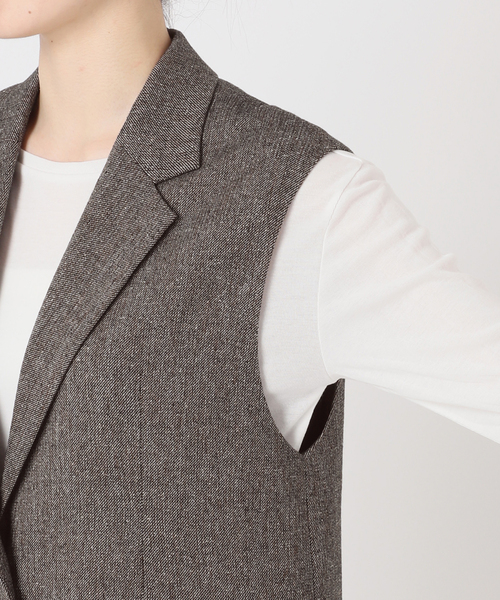 Spick & Span(スピックアンドスパン)の「《セットアップ可 / 》ネップツイードシングルブレストジレ(ベスト・レディース・ブラウン・38/36)」の14枚目の写真