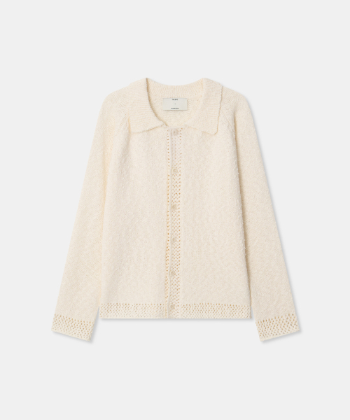Slub collar cardigan — кардиган с фактурным воротником, айвори