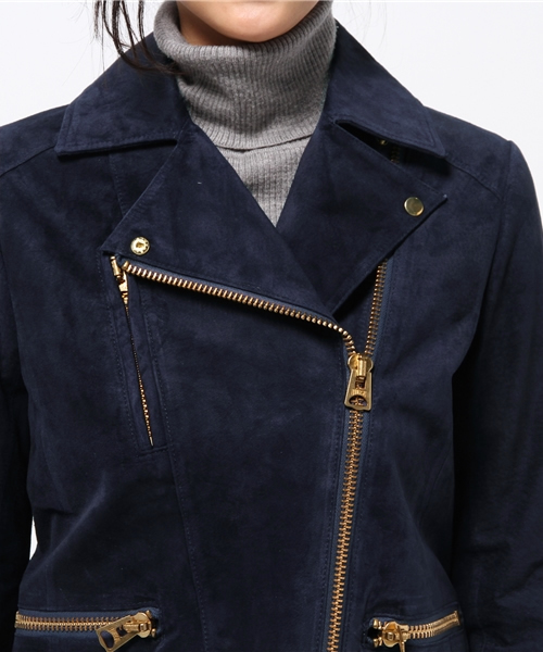 OUTLET（アウトレット）の「【'PalinkA】スウェードライダースJacket（ライダースジャケット・レディース・ブラウン/ネイビー・38/36）」の6枚目の写真
