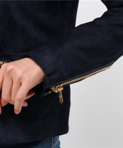 OUTLET（アウトレット）の「【'PalinkA】スウェードライダースJacket（ライダースジャケット・レディース・ブラウン/ネイビー・38/36）」の7枚目の写真