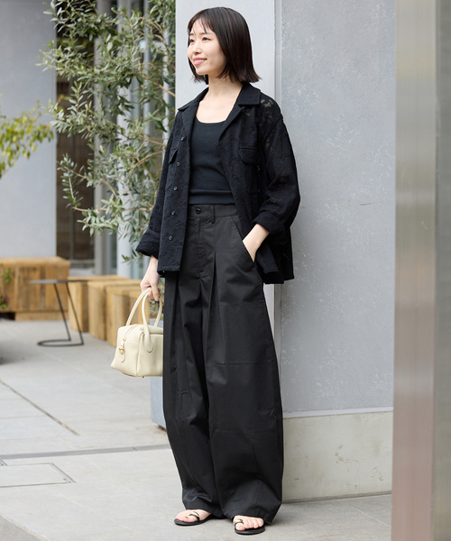 SLOBE IENA（スローブイエナ）の「《WEB限定/接触冷感/追加5》ライトチノタックカーブトラウザー（チノパンツ・レディース・ブラック/ベージュ・36）」の7枚目の写真