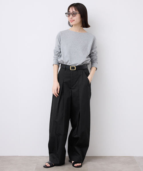 SLOBE IENA（スローブイエナ）の「《接触冷感/追加5》ライトチノタックカーブトラウザー（チノパンツ・レディース・ブラック/ベージュ・36/38）」の9枚目の写真