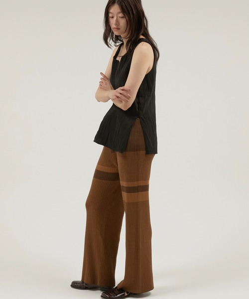 LA PEAU DE GEM(ラポドゥジェム)の「【LA PEAU DE GEM】multi border knit pants/マルチボーダーニットパンツ(その他パンツ・レディース・ブラック/ブラウン・MEDIUM/SMALL)」の6枚目の写真