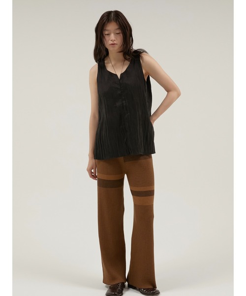 LA PEAU DE GEM(ラポドゥジェム)の「【LA PEAU DE GEM】multi border knit pants/マルチボーダーニットパンツ(その他パンツ・レディース・ブラック/ブラウン・MEDIUM/SMALL)」の5枚目の写真