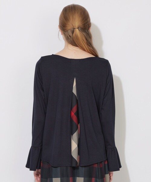 CB CRESTBRIDGE(シービークレストブリッジ)の「バックチェック切替ベルスリーブトップス(Tシャツ/カットソー・レディース・ホワイト系その他/レッド系その他4/ダークネイビー・M)」の16枚目の写真