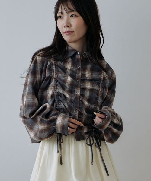 archives(アルシーヴ)の「チェックドロストショートネルシャツ(シャツ/ブラウス・レディース・グレー/ブラウン/ダークブラウン・MEDIUM)」の12枚目の写真