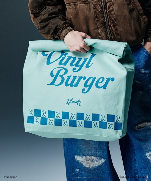 glamb(グラム)の「Vinyl Burger Bag / ヴァイナルバーガーバッグ(エコバッグ/サブバッグ・メンズ・ベージュ/ミント・FREE)」の2枚目の写真