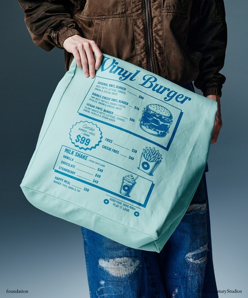 glamb(グラム)の「Vinyl Burger Bag / ヴァイナルバーガーバッグ(エコバッグ/サブバッグ・メンズ・ベージュ/ミント・FREE)」の6枚目の写真