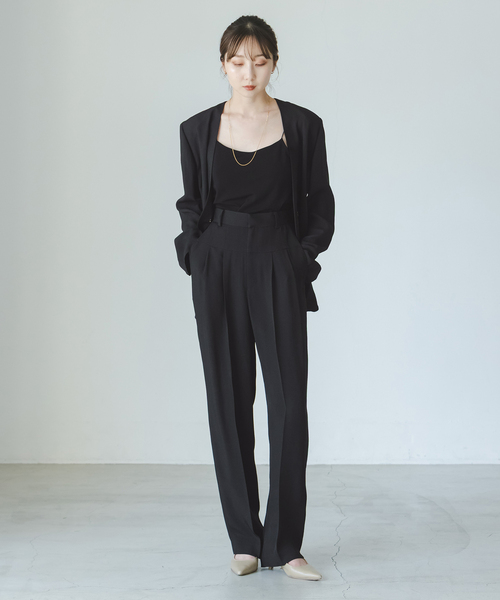 Noble(ノーブル)の「《WEB&一部店舗限定追加》ELENI/エルニ ライトクロスジャケット(ノーカラージャケット・レディース・キャメル/ブラック・38/36)」の9枚目の写真