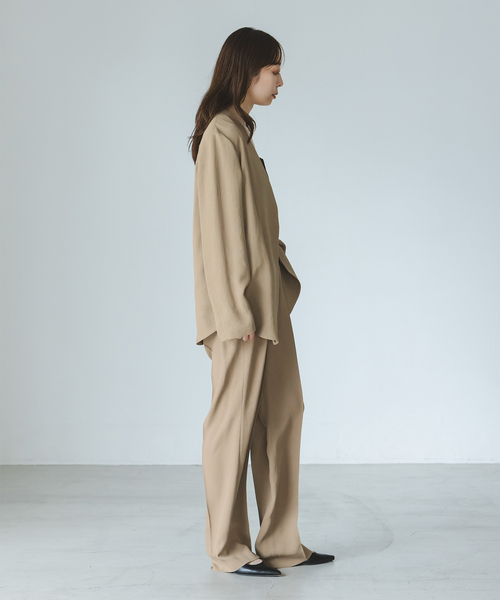 Noble(ノーブル)の「《WEB&一部店舗限定追加》ELENI/エルニ ライトクロスジャケット(ノーカラージャケット・レディース・キャメル/ブラック・38/36)」の19枚目の写真