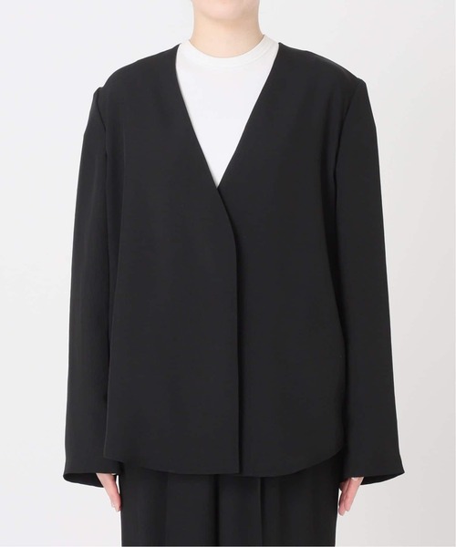 Noble(ノーブル)の「《WEB&一部店舗限定追加》ELENI/エルニ ライトクロスジャケット(ノーカラージャケット・レディース・キャメル/ブラック・38/36)」の21枚目の写真