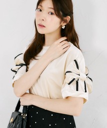 【ZOZO限定】袖リボンベロア半袖トップス