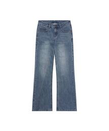 RIVETTE VEIN BOOTCUT DENIM PANTS [MID BLUE]