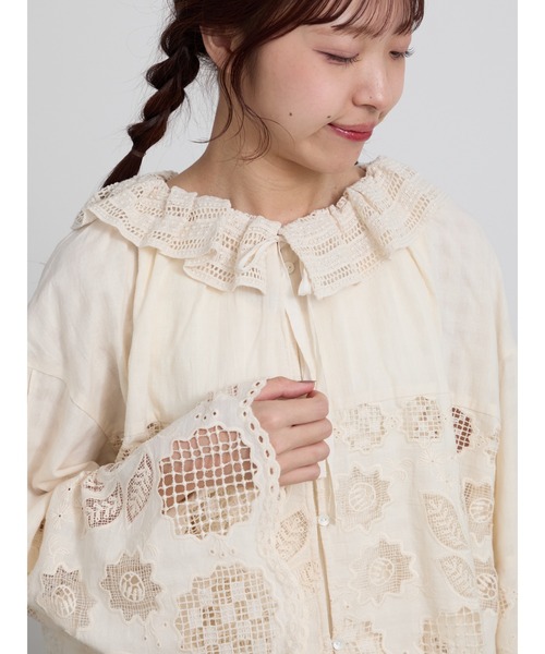 TSUHARU by Samansa Mos2(ツハルバイサマンサモスモス)の「【ecru×brown collection】レースブラウス(シャツ/ブラウス・レディース・ベージュ系その他/ブラウン・F)」の1枚目の写真