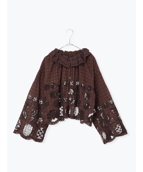 TSUHARU by Samansa Mos2(ツハルバイサマンサモスモス)の「【ecru×brown collection】レースブラウス(シャツ/ブラウス・レディース・ベージュ系その他/ブラウン・F)」の2枚目の写真