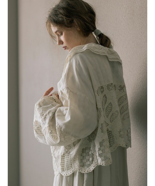 TSUHARU by Samansa Mos2(ツハルバイサマンサモスモス)の「【ecru×brown collection】レースブラウス(シャツ/ブラウス・レディース・ベージュ系その他/ブラウン・F)」の6枚目の写真