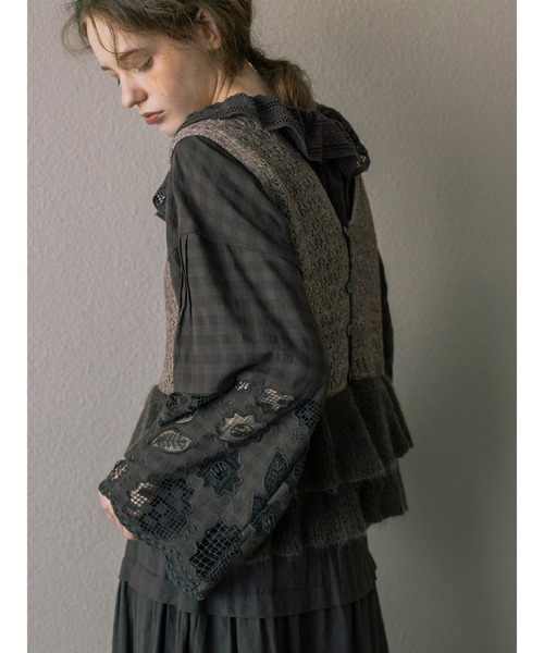 TSUHARU by Samansa Mos2(ツハルバイサマンサモスモス)の「【ecru×brown collection】レースブラウス(シャツ/ブラウス・レディース・ベージュ系その他/ブラウン・F)」の8枚目の写真