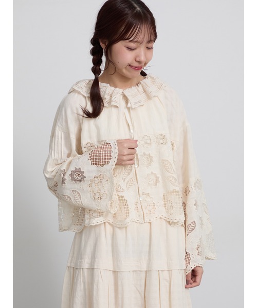 TSUHARU by Samansa Mos2(ツハルバイサマンサモスモス)の「【ecru×brown collection】レースブラウス(シャツ/ブラウス・レディース・ベージュ系その他/ブラウン・F)」の13枚目の写真