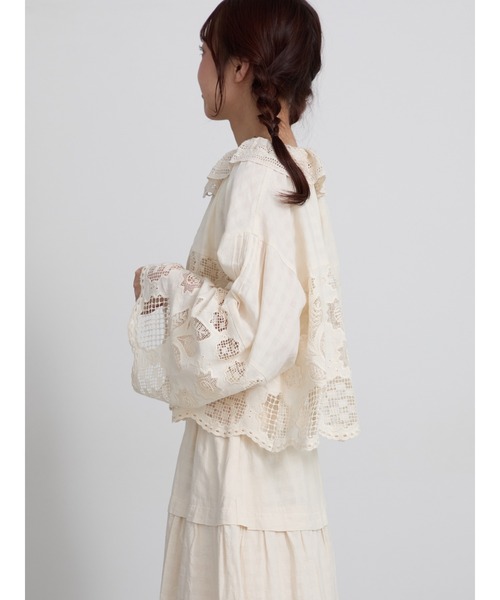 TSUHARU by Samansa Mos2(ツハルバイサマンサモスモス)の「【ecru×brown collection】レースブラウス(シャツ/ブラウス・レディース・ベージュ系その他/ブラウン・F)」の14枚目の写真