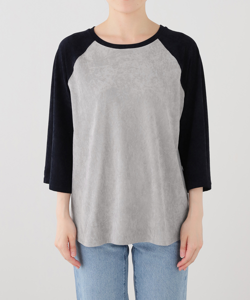 JOURNAL STANDARD(ジャーナルスタンダード)の「アセテートベロアラグランT(Tシャツ/カットソー・レディース・ネイビー/ブラックミックス・FREE)」の18枚目の写真