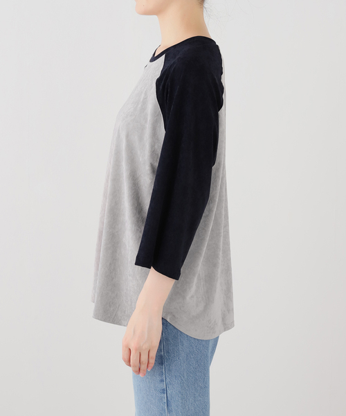 JOURNAL STANDARD(ジャーナルスタンダード)の「アセテートベロアラグランT(Tシャツ/カットソー・レディース・ネイビー/ブラックミックス・FREE)」の19枚目の写真