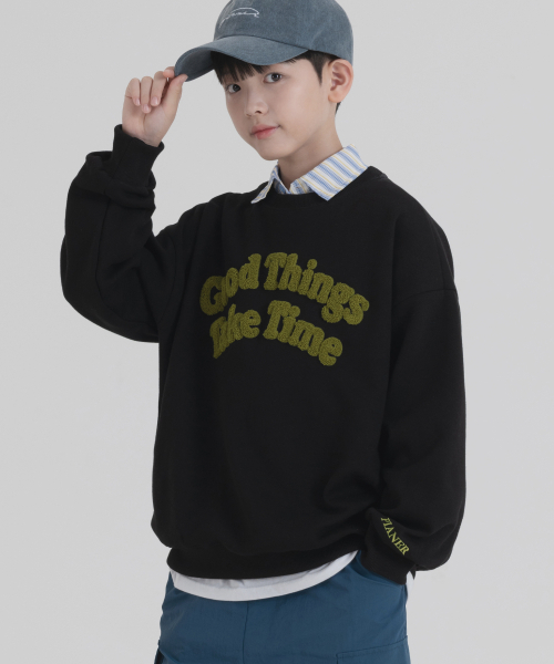 PIANER KIDS(ピアネールキッズ)の「ブークル刺繍オーバーサイズスウェット(ブラック)(スウェット・レディース・ブラック・L(140-150cm)/XL(150-160㎝)/S(120-130cm)/M(130-140cm))」の3枚目の写真