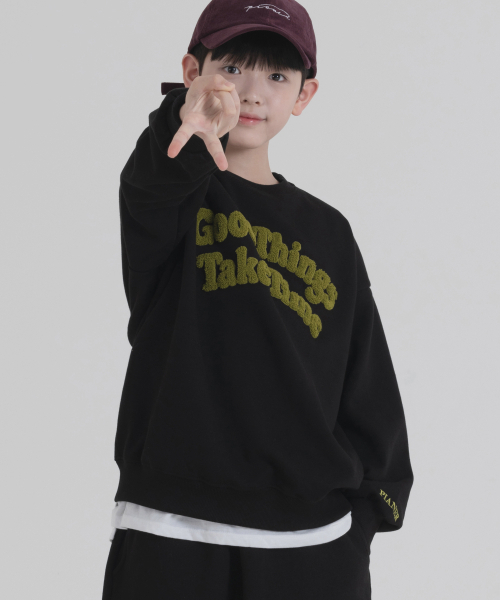 PIANER KIDS(ピアネールキッズ)の「ブークル刺繍オーバーサイズスウェット(ブラック)(スウェット・レディース・ブラック・L(140-150cm)/XL(150-160㎝)/S(120-130cm)/M(130-140cm))」の5枚目の写真