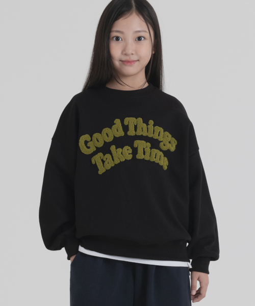 PIANER KIDS(ピアネールキッズ)の「ブークル刺繍オーバーサイズスウェット(ブラック)(スウェット・レディース・ブラック・L(140-150cm)/XL(150-160㎝)/S(120-130cm)/M(130-140cm))」の6枚目の写真