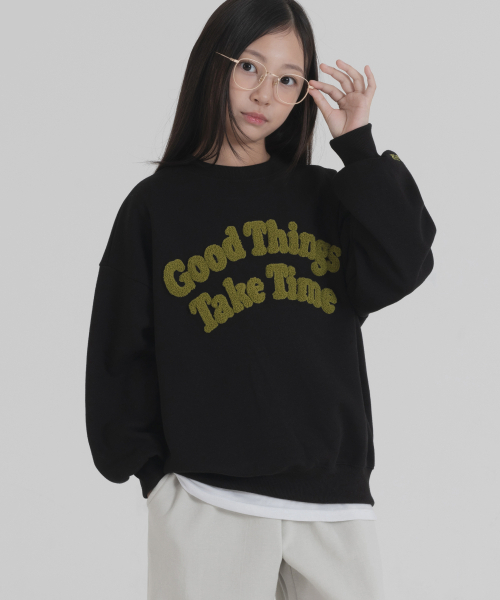 PIANER KIDS(ピアネールキッズ)の「ブークル刺繍オーバーサイズスウェット(ブラック)(スウェット・レディース・ブラック・L(140-150cm)/XL(150-160㎝)/S(120-130cm)/M(130-140cm))」の8枚目の写真