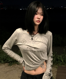 IFYOUWANT（イフユーウォント）の「ステイフォーエバー ヘンリーロングスリーブ グレー（Tシャツ/カットソー）」