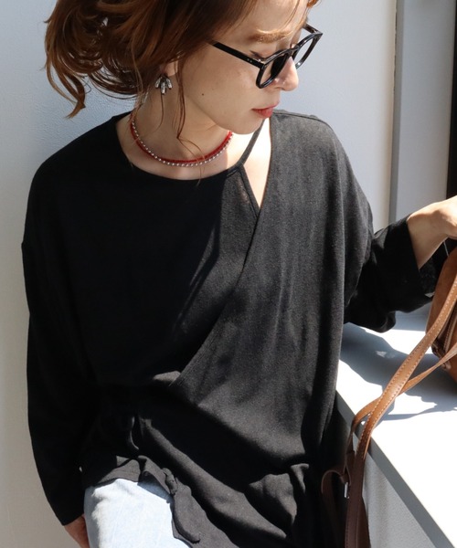 zena(ジェナ)の「アシメラッププルオーバー(Tシャツ/カットソー・レディース・カーキ/ブラック/テラコッタ・FREE)」の4枚目の写真