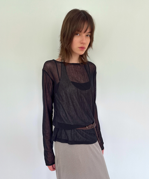 DIAGONAL（ダイアゴナル）の「LACE POINT SEE THROUGH TOP (black)（Tシャツ/カットソー・レディース・その他・FREE）」の2枚目の写真
