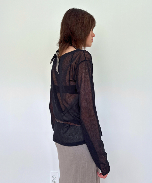 DIAGONAL（ダイアゴナル）の「LACE POINT SEE THROUGH TOP (black)（Tシャツ/カットソー・レディース・その他・FREE）」の3枚目の写真