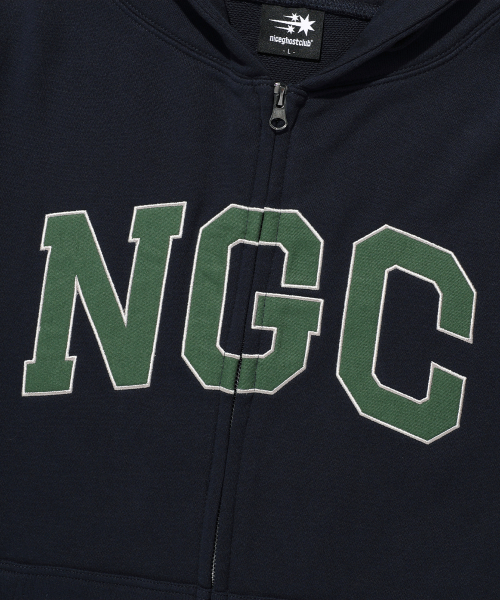 NICE GHOST CLUB(ナイスゴーストクラブ)の「NGC ロゴフーディ ジップアップ ネイビー (NG2GFUM486A)(パーカー・レディース・ネイビー・SMALL/MEDIUM/LARGE)」の4枚目の写真