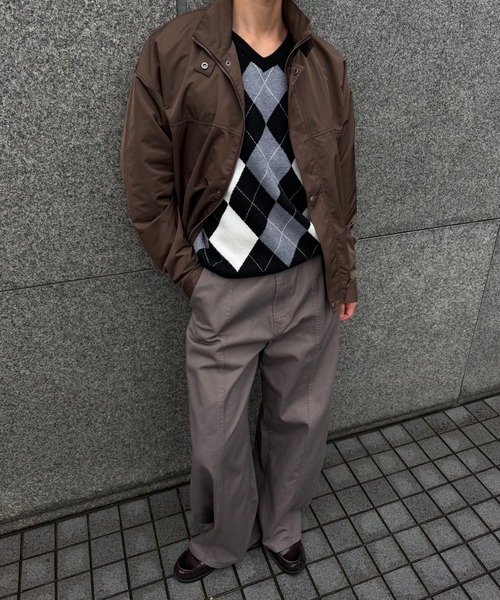 sedacle（セダクル）の「High Neck Blouson／ハイネック ブルゾン（ブルゾン・メンズ・ダークブラウン/ベージュ・SMALL/MEDIUM/LARGE）」の7枚目の写真
