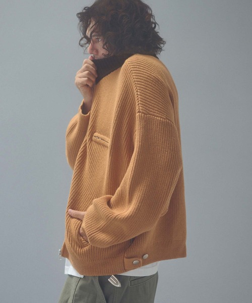 ADAM PATEK(アダムパテック)の「mj12013-rough knitfabric work jkt ニットブルゾン(AP2621014)(ブルゾン・メンズ・ダークグレー/キャメル・1/2)」の5枚目の写真