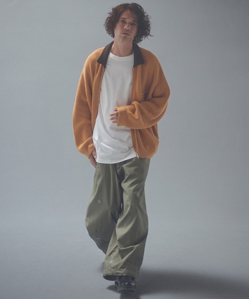 ADAM PATEK(アダムパテック)の「mj12013-rough knitfabric work jkt ニットブルゾン(AP2621014)(ブルゾン・メンズ・ダークグレー/キャメル・1/2)」の6枚目の写真