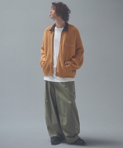 ADAM PATEK(アダムパテック)の「mj12013-rough knitfabric work jkt ニットブルゾン(AP2621014)(ブルゾン・メンズ・ダークグレー/キャメル・1/2)」の7枚目の写真