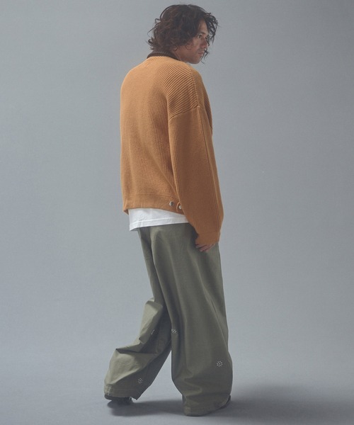 ADAM PATEK(アダムパテック)の「mj12013-rough knitfabric work jkt ニットブルゾン(AP2621014)(ブルゾン・メンズ・ダークグレー/キャメル・1/2)」の8枚目の写真