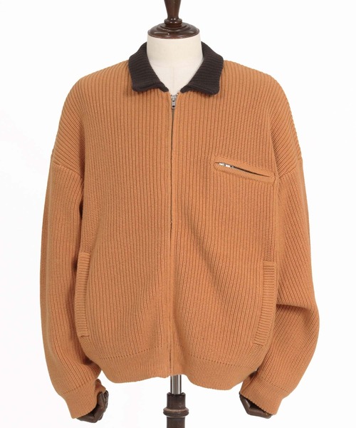 ADAM PATEK(アダムパテック)の「mj12013-rough knitfabric work jkt ニットブルゾン(AP2621014)(ブルゾン・メンズ・ダークグレー/キャメル・1/2)」の17枚目の写真